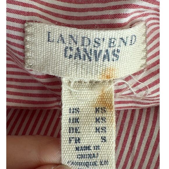 Lands' End red white striped long sleeves button shirt size XS - Picture 3 of 12